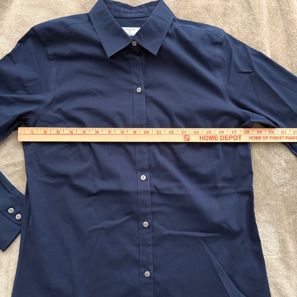 UNTUCKit Bella Navy Blue Button Down Shirt Regular Fit Long Sleeve Size 6 - Picture 6 of 7